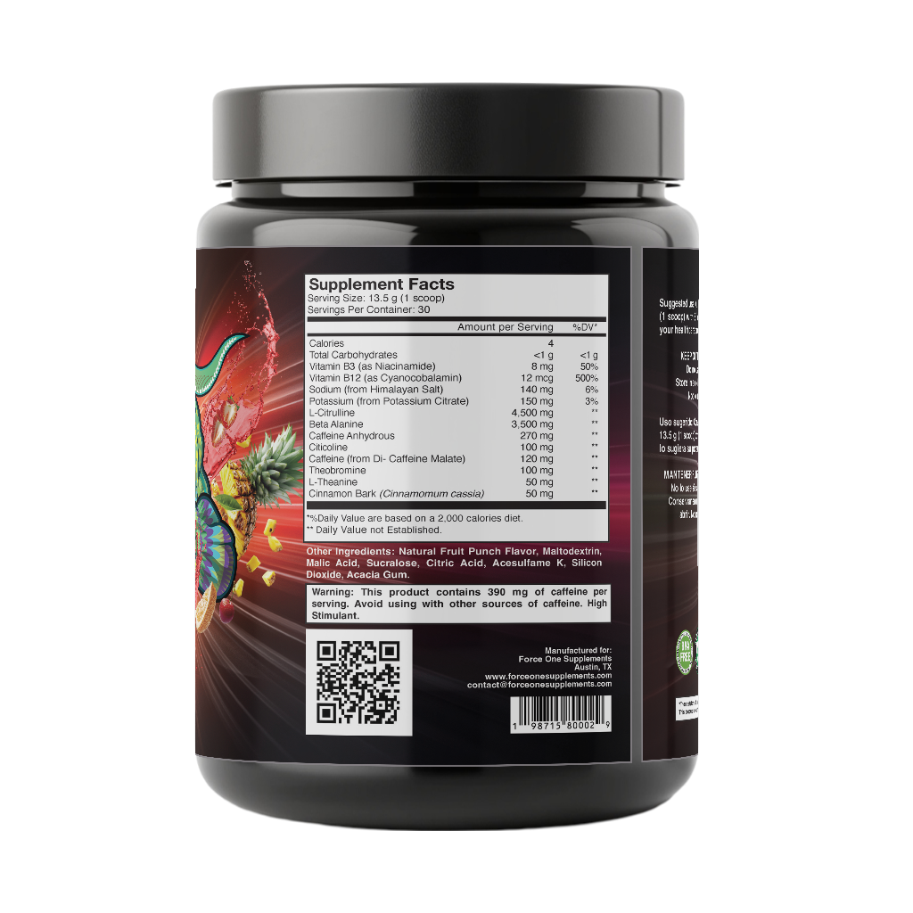 Pre-Workout Fruit Punch Flavor for Energy Boost and Enhanced Performance US