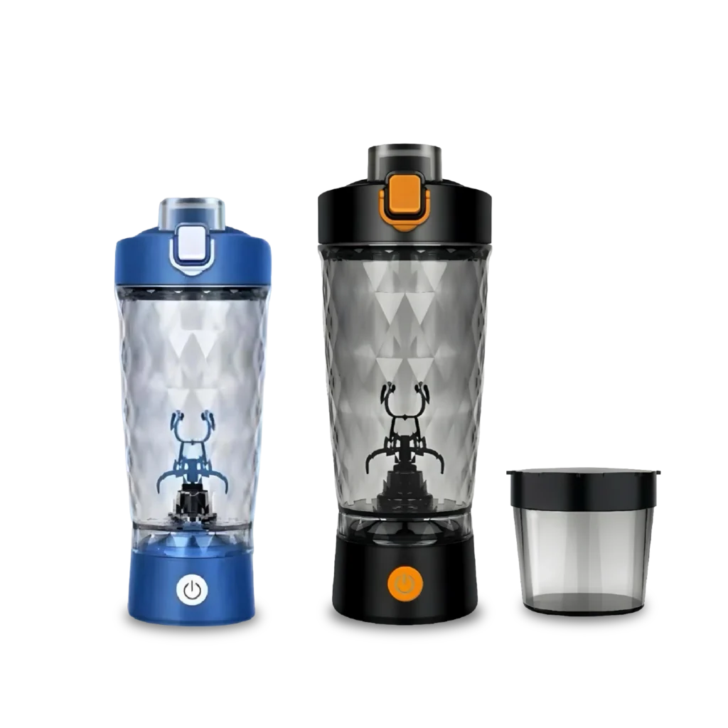 Force One electric shaker duo pack two electric shaker bottles blue black pink